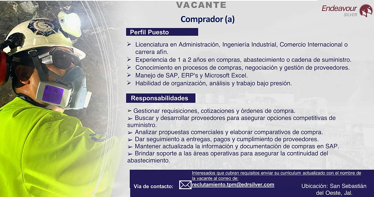 Vacante Comprador(a) en Endeavour Silver, Jalisco, México