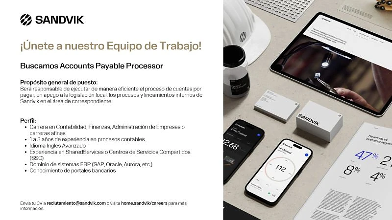 Vacante Accounts Payable Processor en Sandvik, Ciudad de México, México