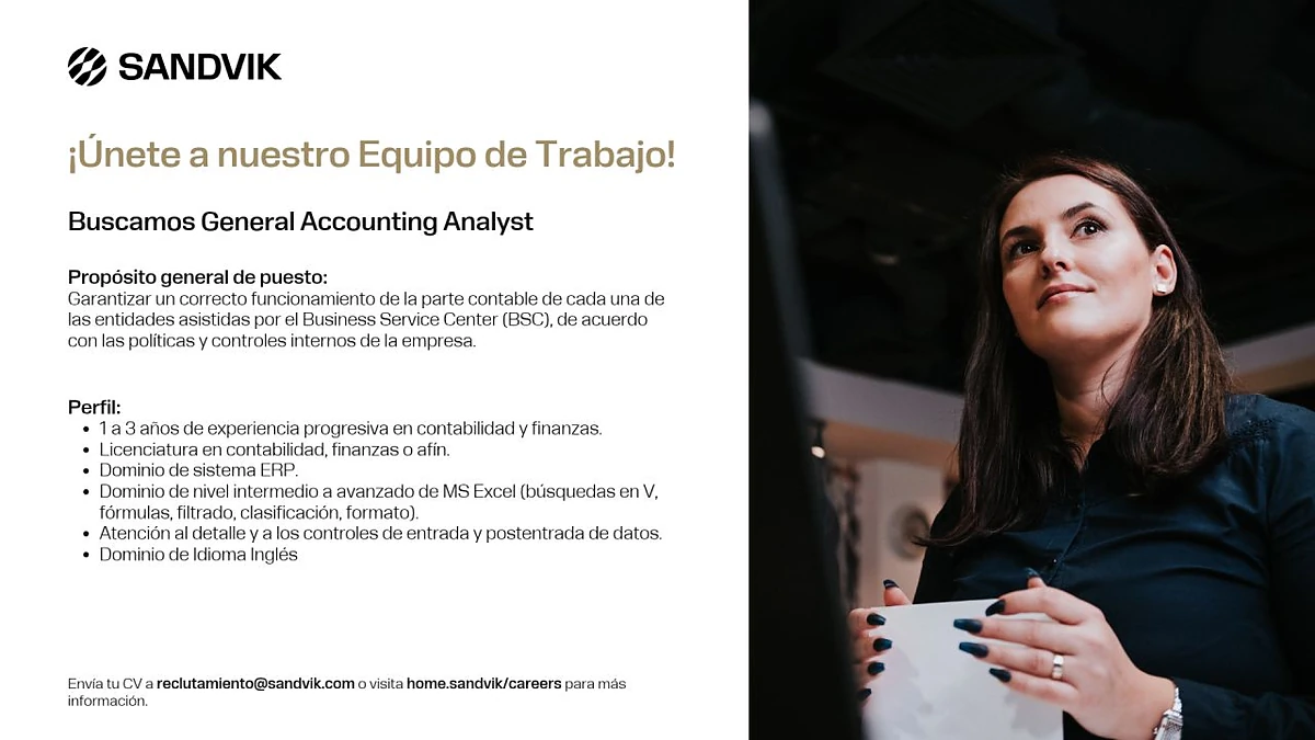 Vacante General Accounting Analyst en Sandvik, Ciudad de México, México